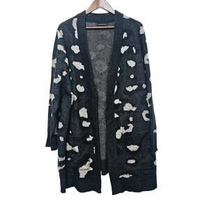 Lane Bryant Cardigan Women's Plus Sz 22/24 Open Front Black Animal Print Pockets